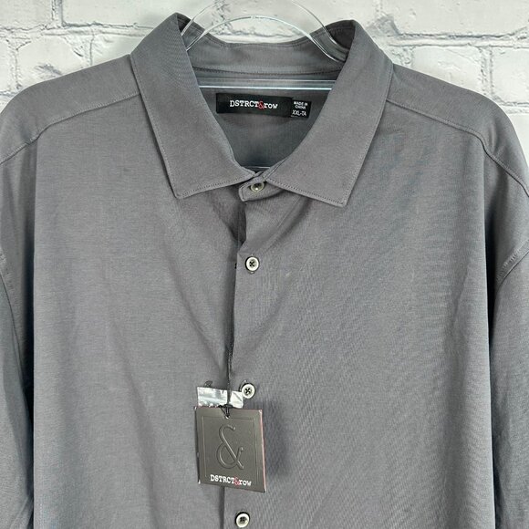 DSTRCT & ROW Men's Short Sleeve Jersey Stretch Dress Shirt, Size XXL, Gunmetal - Picture 5 of 11